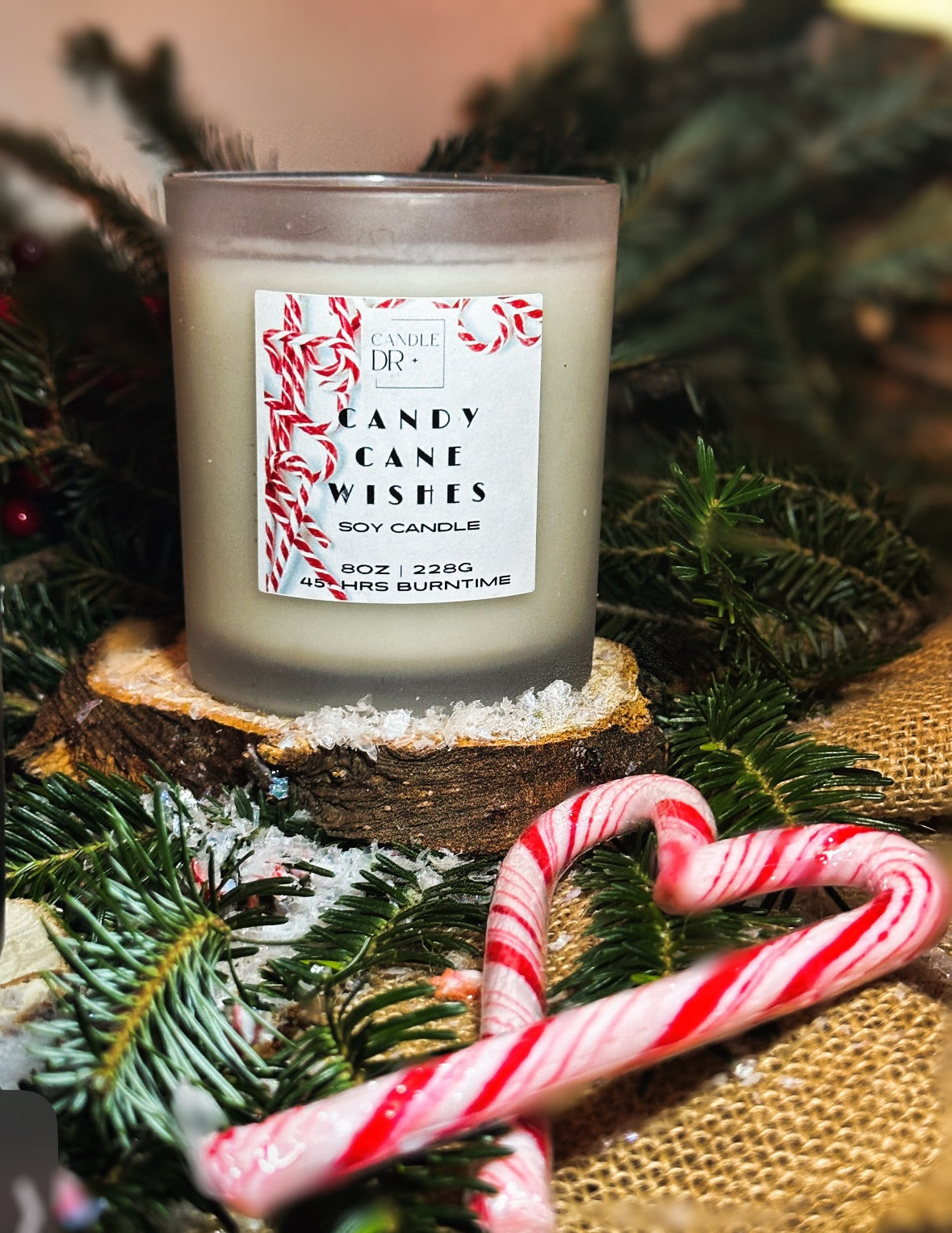 8oz 100% Luxury Soy Scented Candle |  Candy Cane Wishes