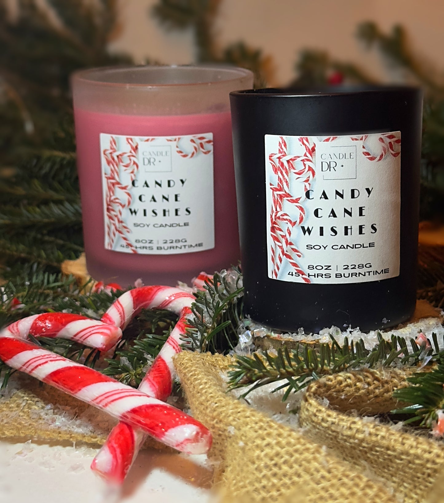 8oz 100% Luxury Soy Scented Candle |  Candy Cane Wishes